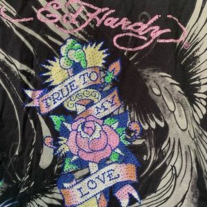Ed hardy - true to my ❤️ rhinestone tshirt dress